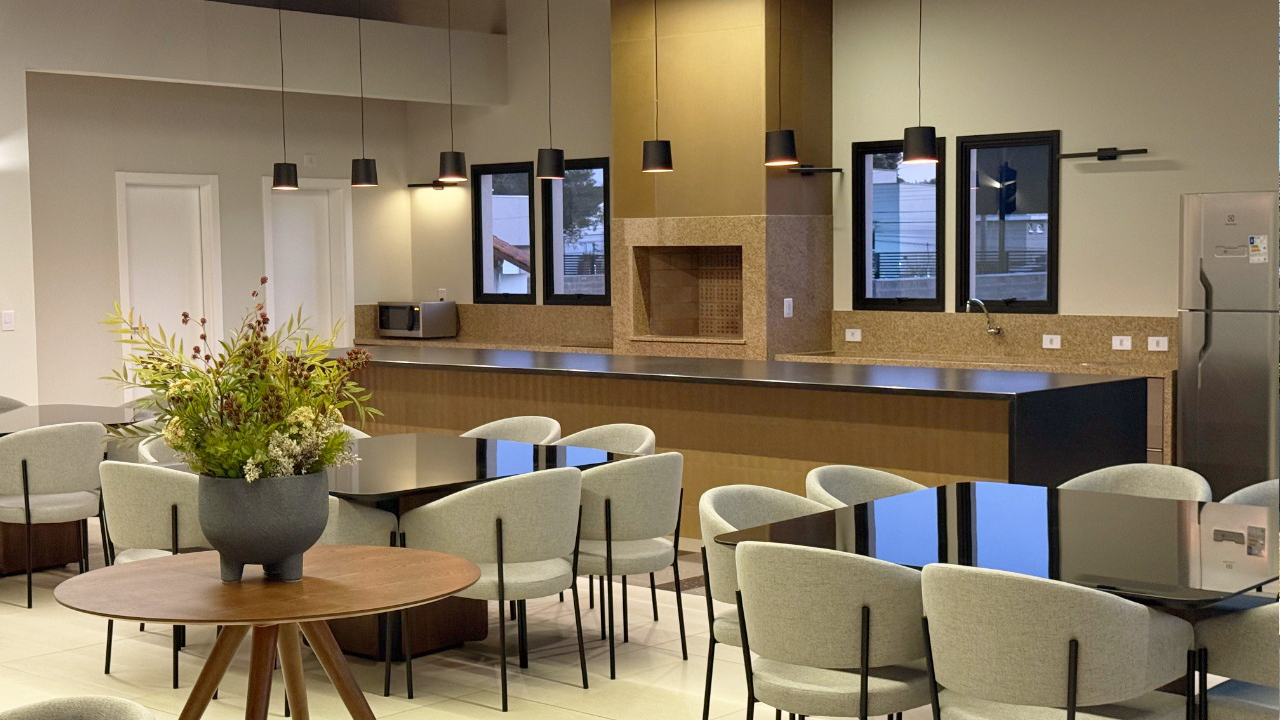 Espaço gourmet com churrasqueira do Casa Volpi Residencial Premium