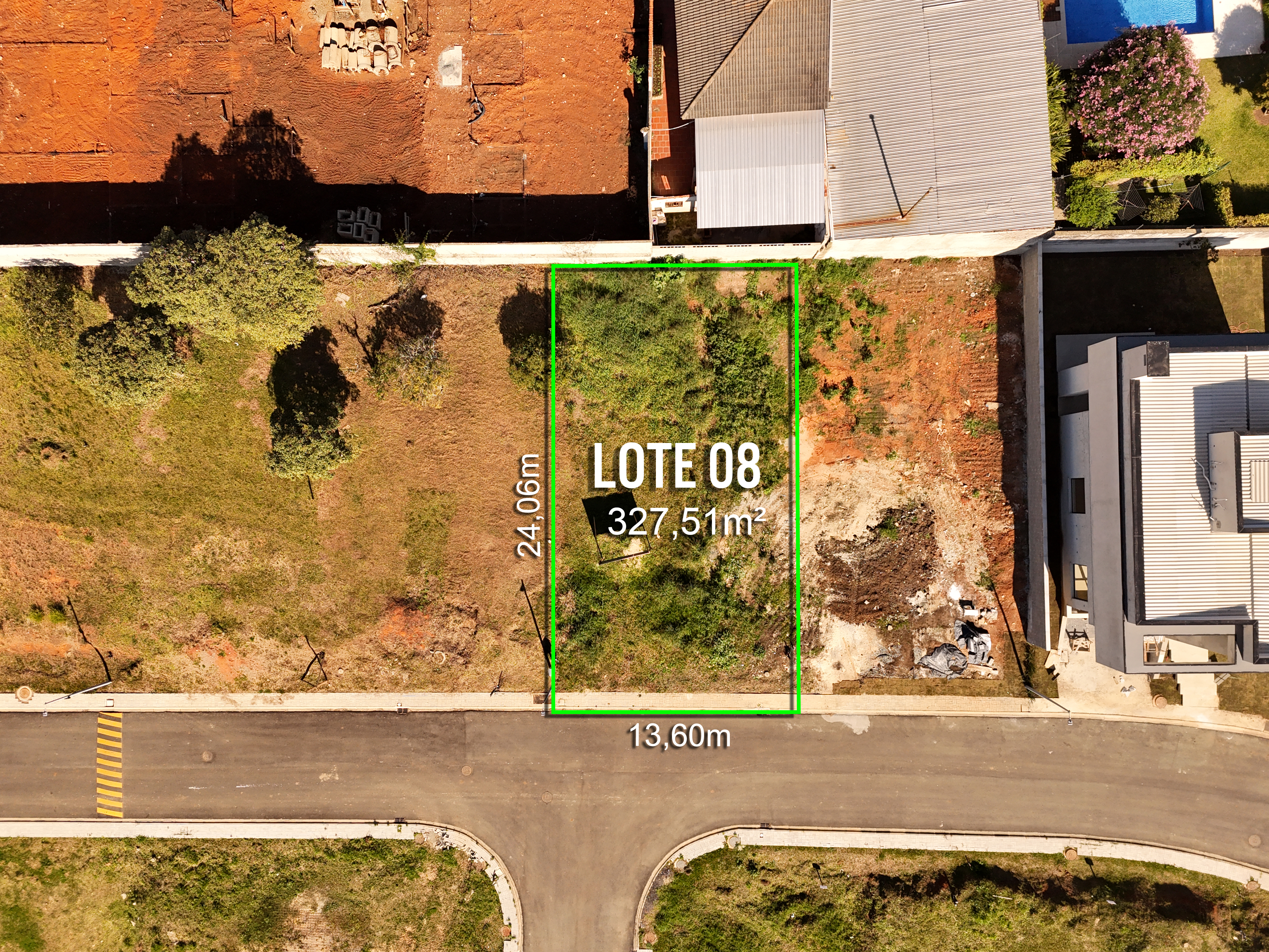 Vista aérea do Lote 08 do Casa Volpi Residencial Premium, já vendido